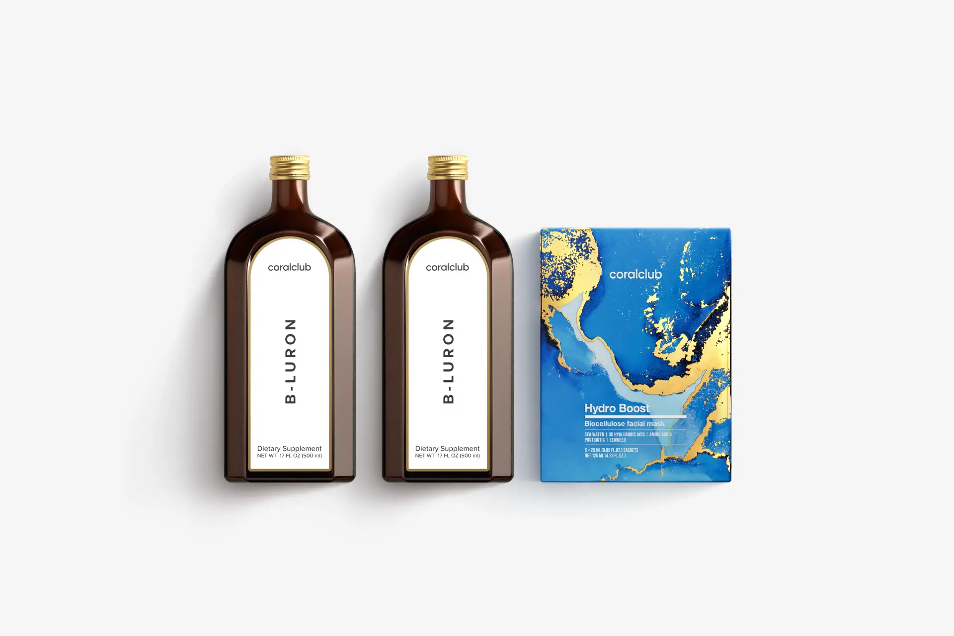 B-Luron + מסכת ביו-צלולוז Hydro Boost לעור הפנים (5 אריזות אישיות)