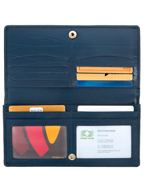 ארנק נשים מעור בצבע כחול