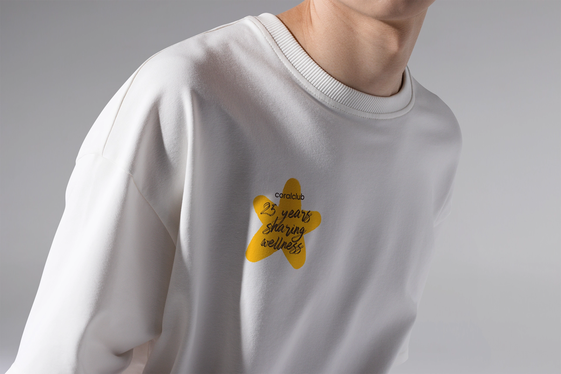 חולצת טי-שירט אוברסייז, שמנת