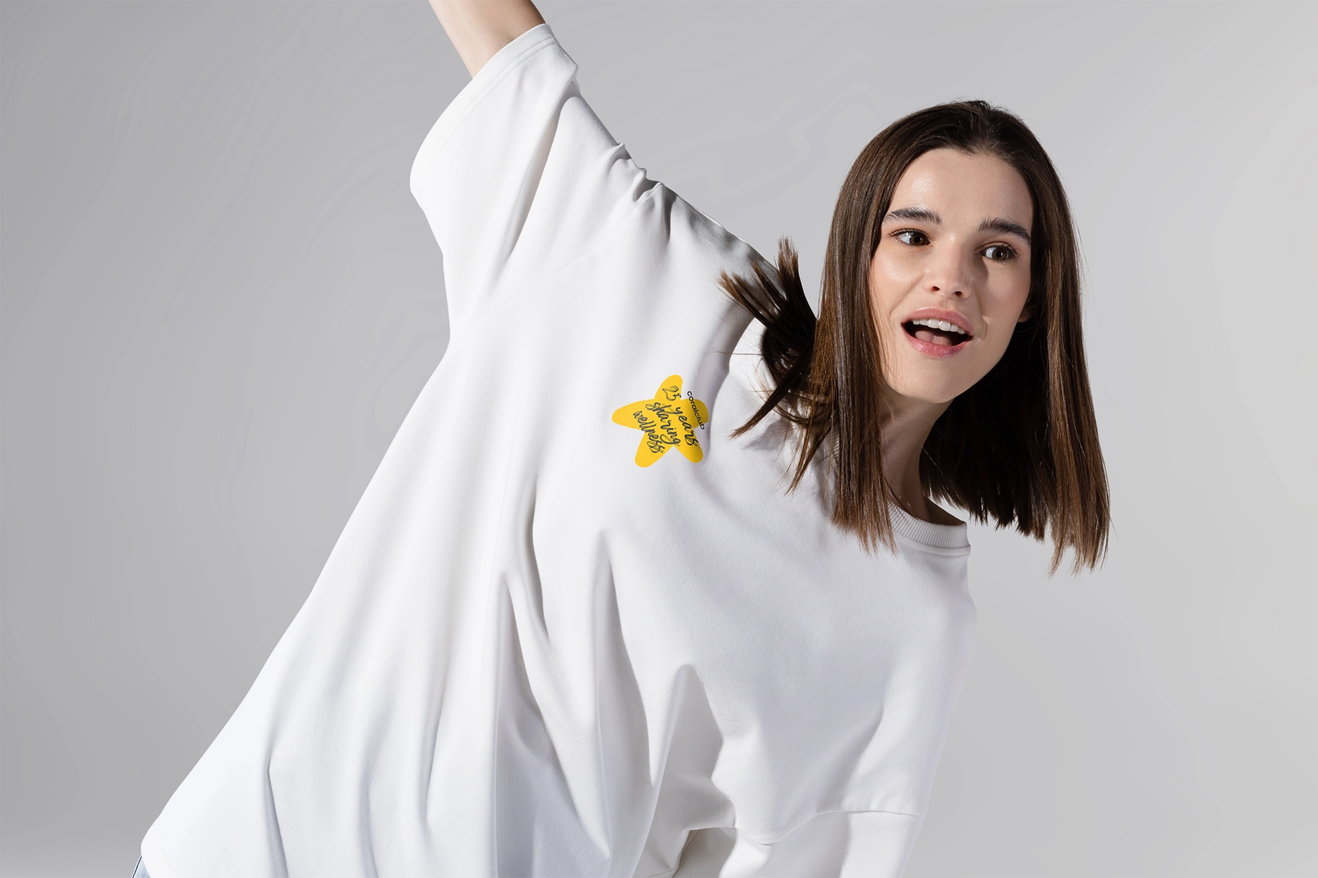 חולצת טי-שירט אוברסייז, שמנת